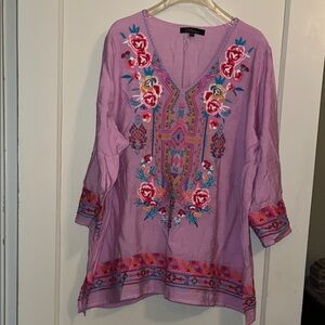 Caleoos Pink Embroidered Women's Tunic